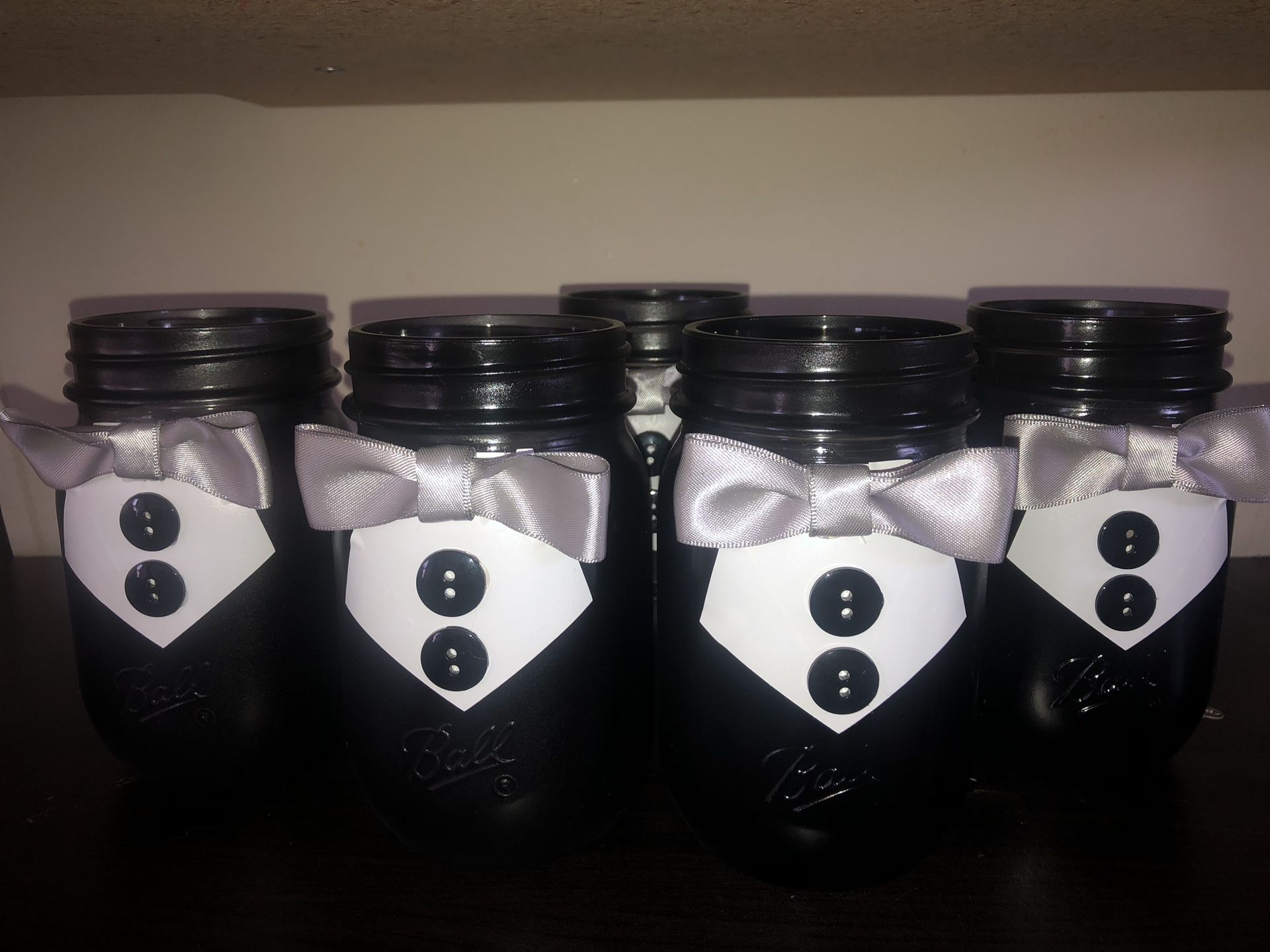 Tuxedo mason jars