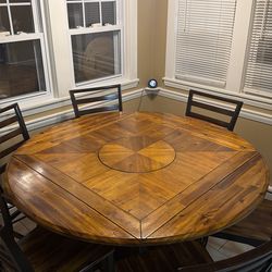 58”x58”Round/42”x42”square Counter Height Wood Dining Table Set With 6 Chairs