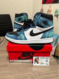 Size 8.5 Womens / 7Y - Air Jordan 1 Retro OG High Tie-Dye Blue Black