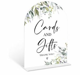 Cards and Gifts Sign, 6 x 8 Inch White Arch Acrylic