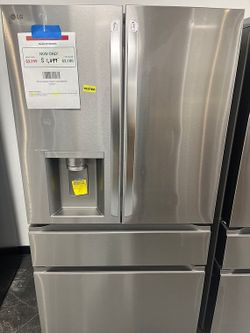 LG 26cu ft Smart Counter Depth MAX French Door Refrigerator w/ Full Convert Drawer in PrintProof Stainless Steel