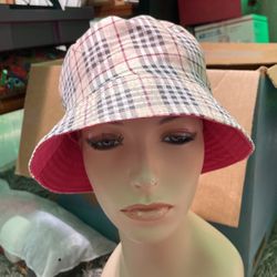 Burberry Pattern & Pink Reversible Bucket Hat