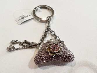 Purple Purse Keychain made with Swarovski Crystals