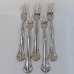 5pc Cambridge Tracy Cocktail/Seafood Forks 5 5/8” Stainless Ribbed Glossy
