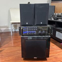 Combo Amplifier, Mixer, Speakers, Sub Woofer, & Wireless Microphone