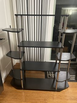 Contemporary Storage Shelves for Display, 10 Spacious Shelves for Modern Living Room, Office, Den, Black.. it is like new ..