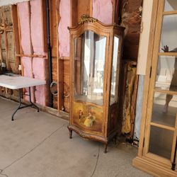 Antique French Vitrine Cabinet With 3 Glass Shelves