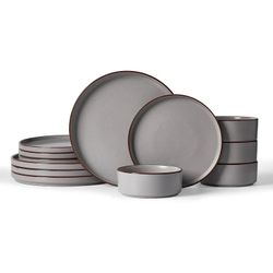 Thyme & Table Ava 12-Piece Ceramic Dinnerware Set Gray 