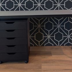New Combo Black Desk+ 5 Drawer Cabinet 