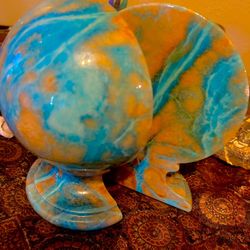 Aqua Blue And Copper Gemstone Book Ends!