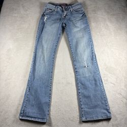 Bubblegum Bootcut Low Rise Jeans Size 3/4 Blue Western Y2K Distressed #1151