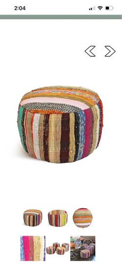 Colorful Sari Rug Pouf Ottoman