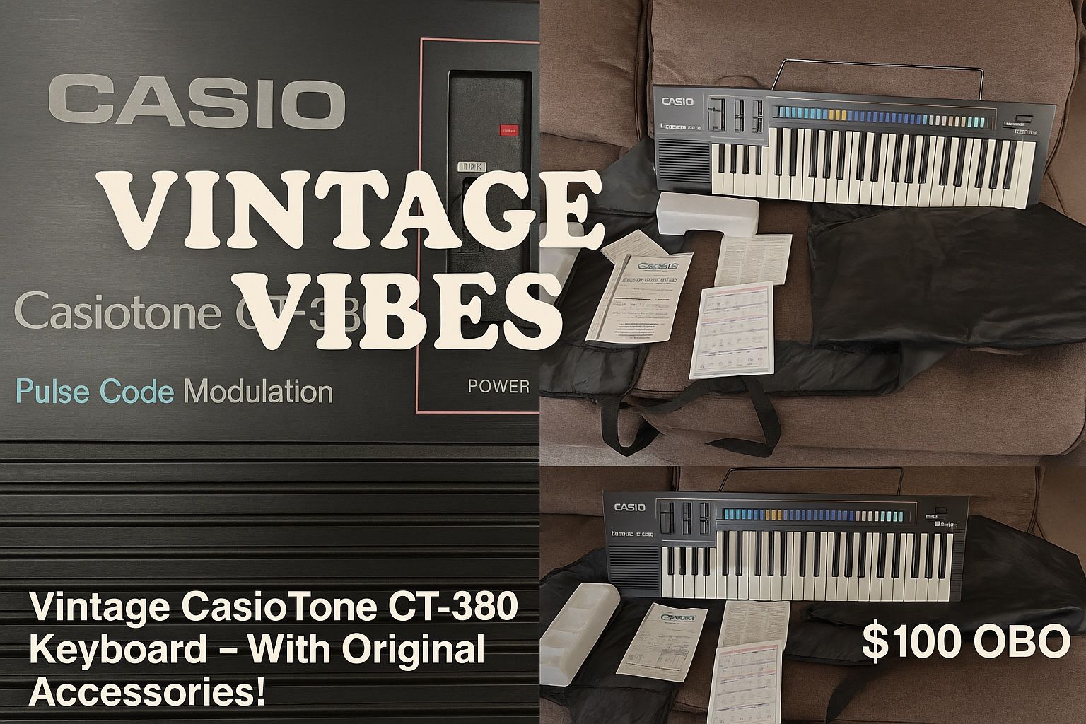CasioTone CT-380 Vintage Keyboard – I Working + Accessories – Make An offer!!!