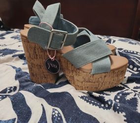Brand New Cork Jean Platforn Heels 11