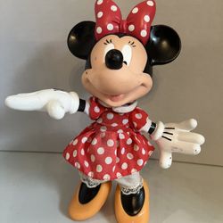 Vintage Applause Disney Minnie Mouse Vinyl Doll 9” Tall Poseable