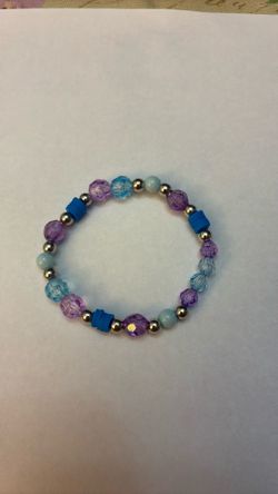 Blue and Purple Bracelet With Gem Beads