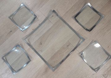 Glass and Chrome Square Serving Trays (Set of 5)