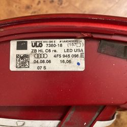 Audi 2006 Passenger Rear Light 