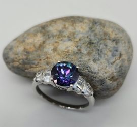 Periwinkle Blue Petalite. Zircon.  Ring.  