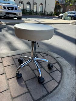 White Rolling Stool with Wheels