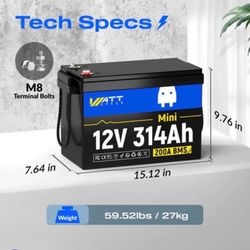 Watt Cycle Mini 12V 314Ah Lithium Battery