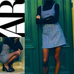 ZARA NWT TEXTURED MULTICOLORED Metallic thread &sequin bling tweed short dress L