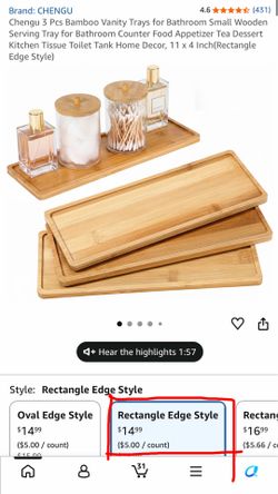 3 Pcs Bamboo Vanity Trays for Bathroom