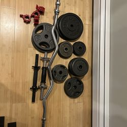 Weight Plates, Dumbbell Handles, Curl Bar
