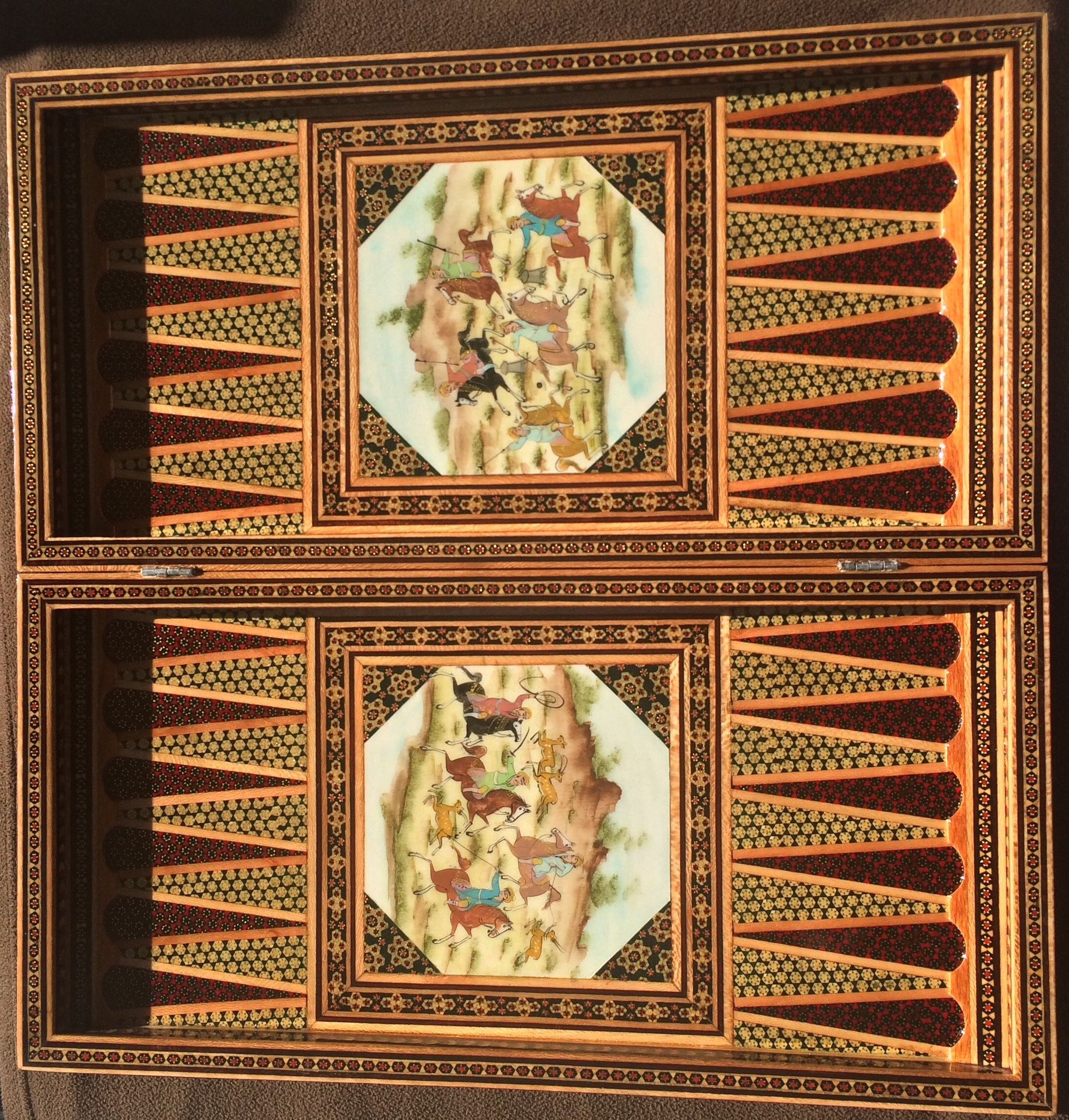 Rare Khatam Handmade Backgammon And Chessboard