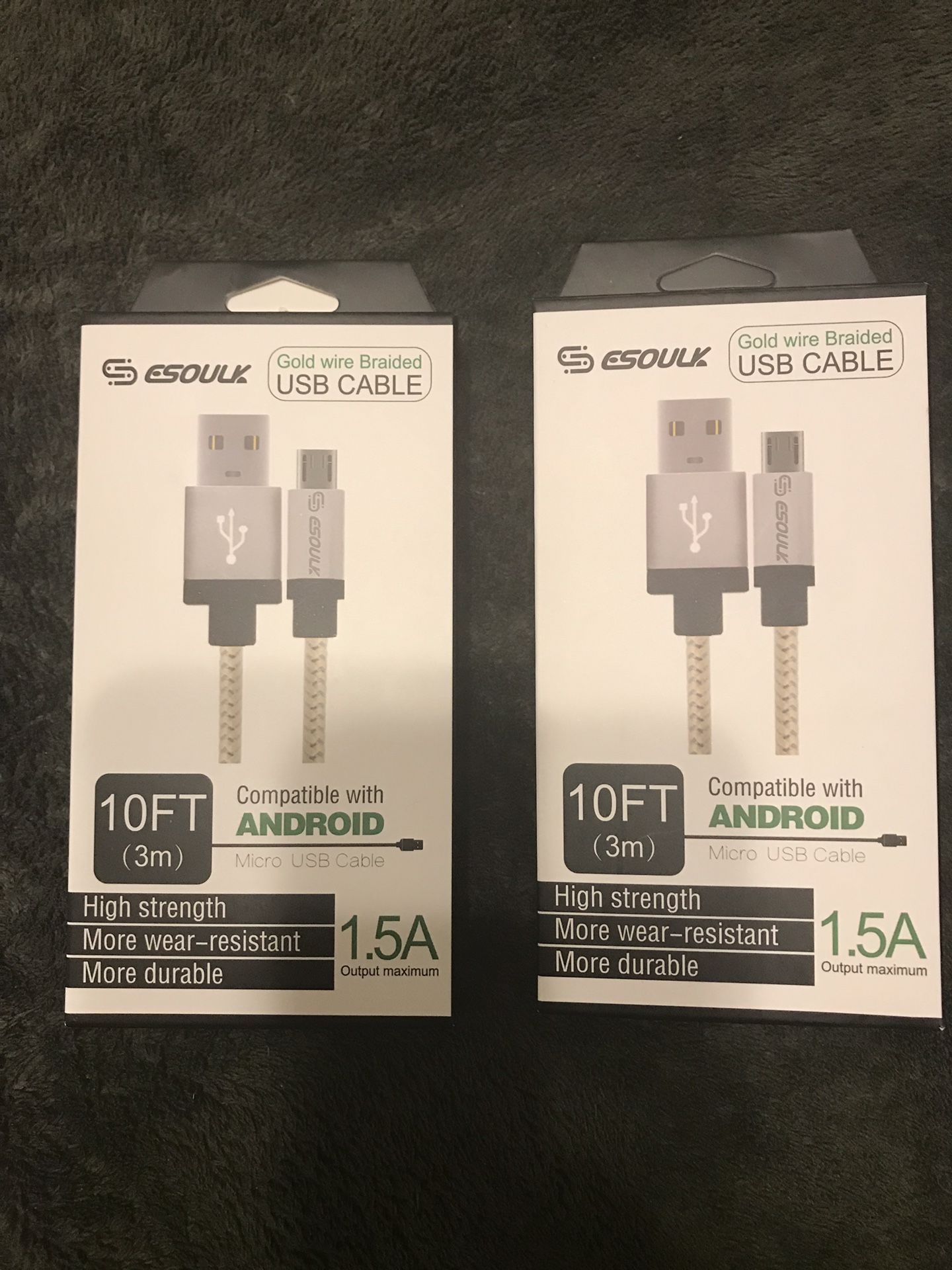 Gold Wire braided USB Cable - Compatible With Android - New