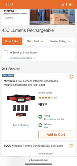 Milwaukee Lamps 450 Lumens Rechargeable 