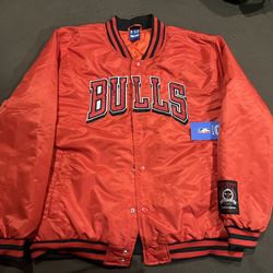 Men’s XL Chicago Bulls Varsity Satin Bomber Jacket Basketball Official NBA