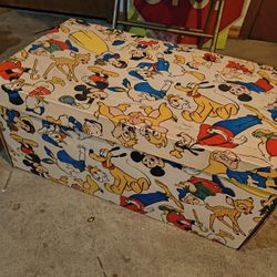 Vintage Large Walt Disney Productions Card Board Box With All Cartoon Characters 