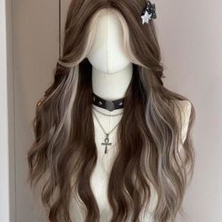 28" Brown Balayage Waves lace Front Wig