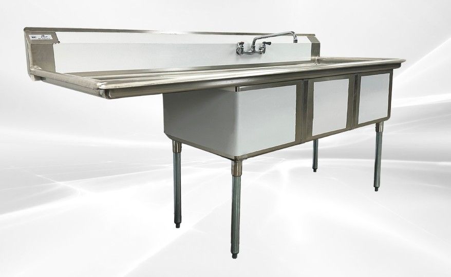 NSF Left One 3 Compartment Sink With Faucet S3C182414 24L 318