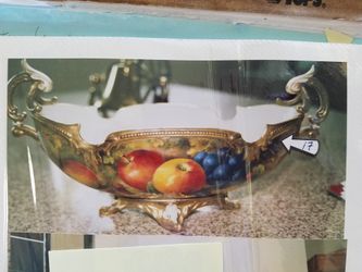 Exquisite antique,hand painted porcelain fruit bowl