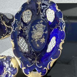 Blue Cobalt With Hold Painted 18k Made Rossnthal 