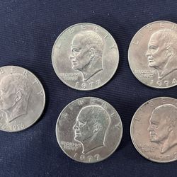 Set of Five Eisenhower Dollars 