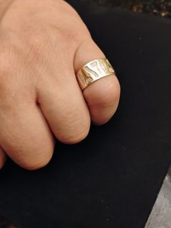 Vintage 18k Gold and Palladium Petroglyph Symboled Mens Ring S9.5