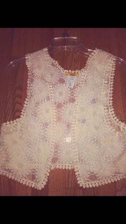 ! Finesse ! Finest Crochet with Organza Vest Size M/L