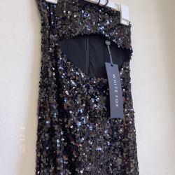 White Fox Black Sequin Formal Dress