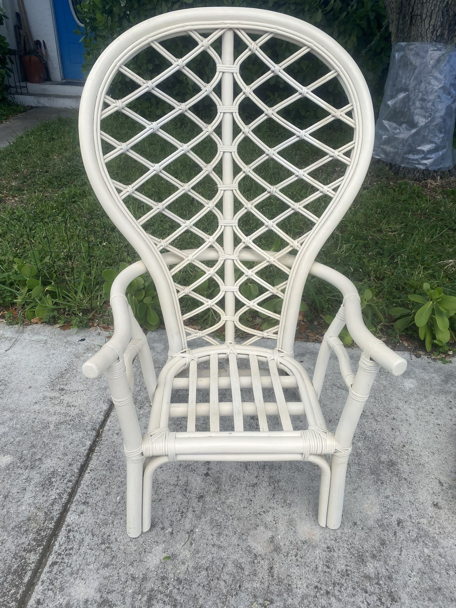Vintage Mid Century Ficks Reed Balloon Back Rattan Chair 