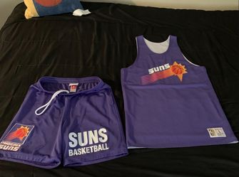 Men’s Mitchell & Ness Purple/White Phoenix Suns Hardwood Classics Reversible Mesh Practice Jersey & Gameday Shorts