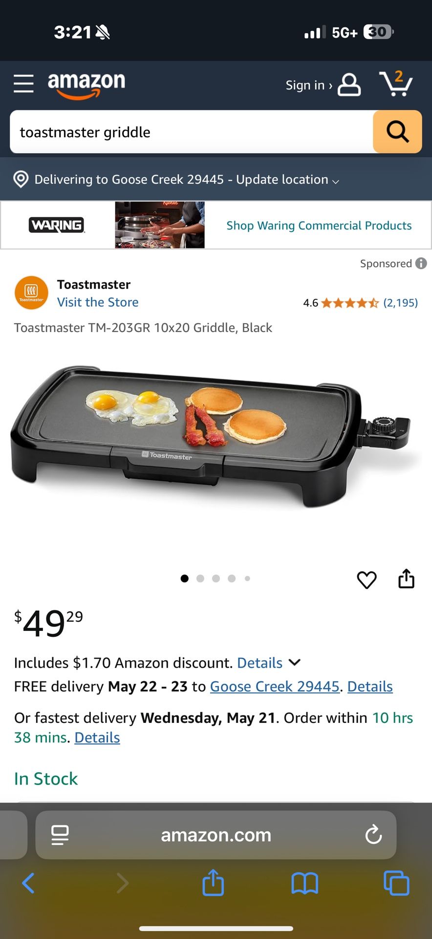 Toastmaster Griddle