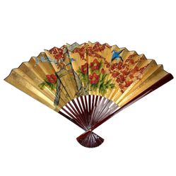 Large 52" Vintage Hand-Painted Folding Fan