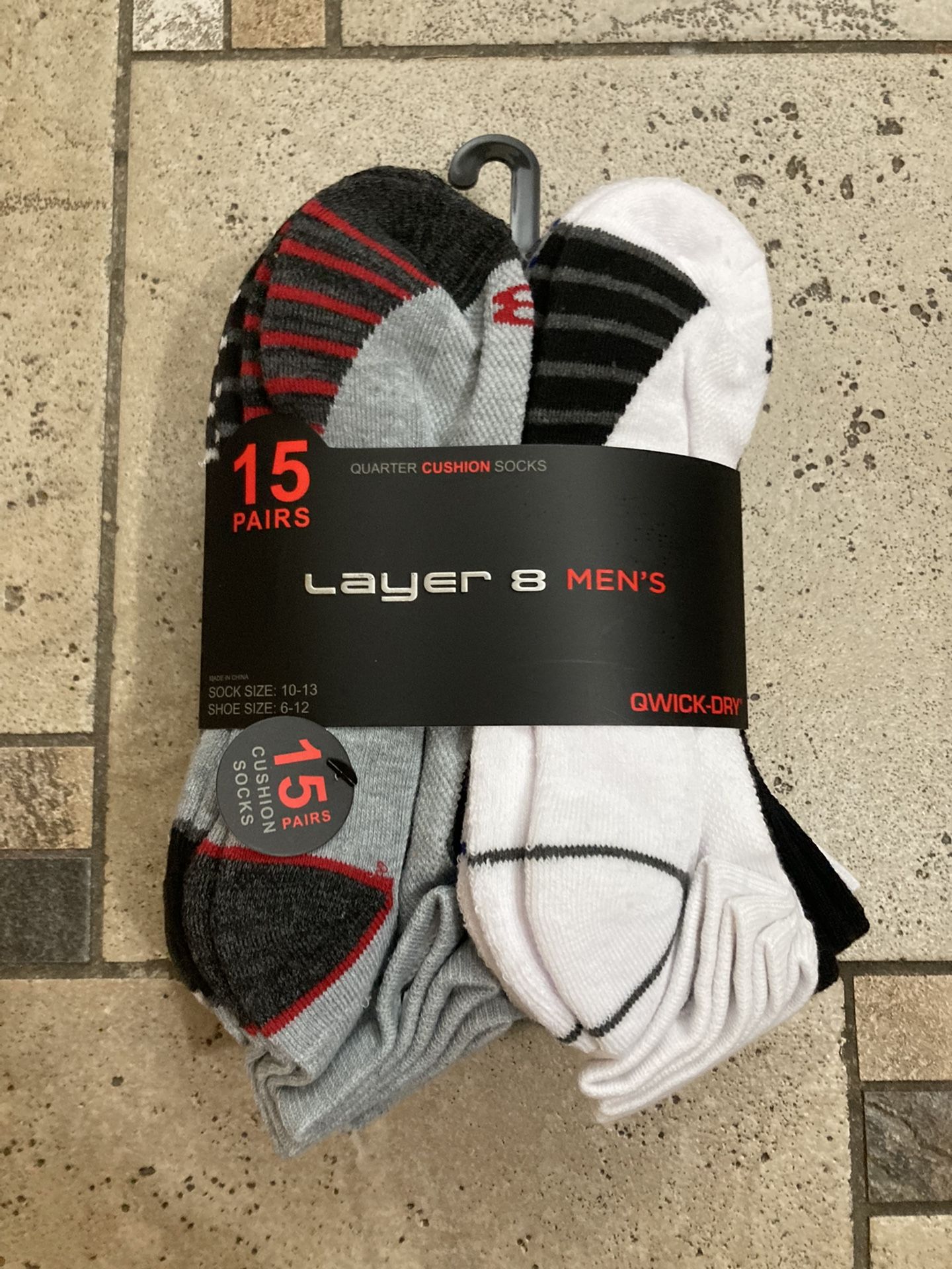 NWT Layer 8 men’s quarter cushioned socks 15 pairs