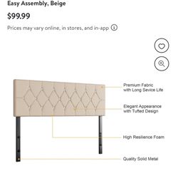 Cecelia Queen Upholstered Headboard (beige)