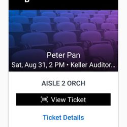 Peter Pan Tickets For Aug 31