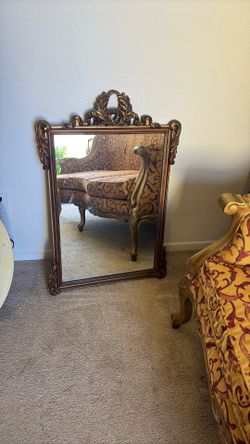 Hand Carved Wood Victorian Mirror