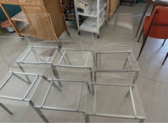 Set of 6 CB2 Vapor Acrylic chairs $600 for all 6  - sell for $300 each